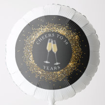 Elegant Black & Gold Glitter Birthday Balloon