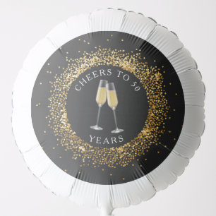 Elegant Black & Gold Glitter Birthday Balloon