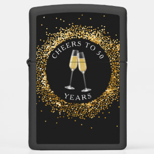 Elegant Black & Gold Glitter Birthday Zippo Lighte Zippo Lighter