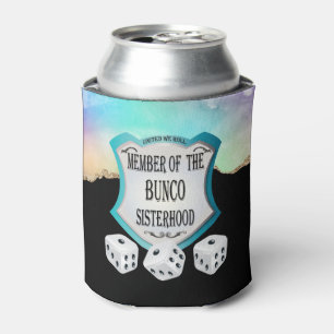 Elegant Black Gold Glitter Bunco Sisterhood Dice Can Cooler