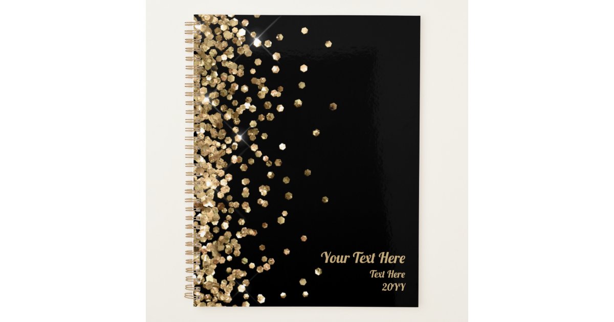 Elegant Black Gold Glitter Business Appointment Planner | Zazzle