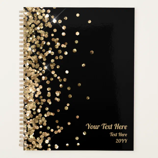 Elegant Black Gold Glitter Business Appointment Planner | Zazzle