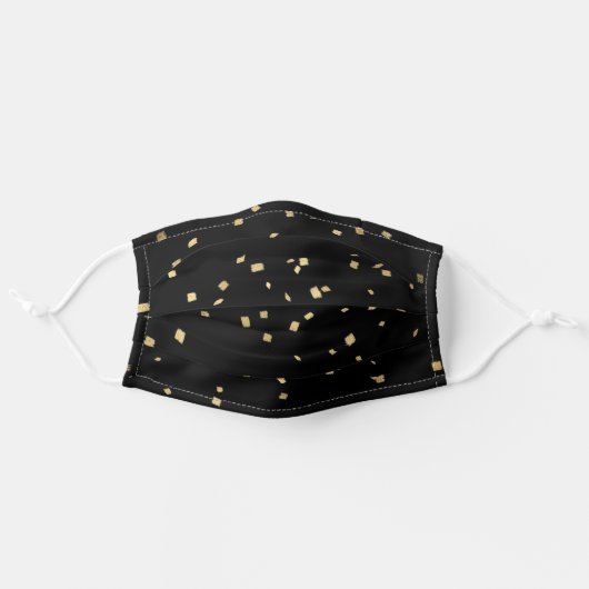Elegant Black Gold Glitter Confetti Pattern Adult Cloth Face Mask (Front, Unfolded)