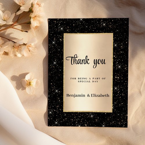 Elegant black gold glitter confetti Thank You 