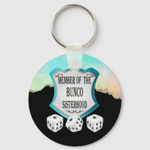 Elegant Black Gold Glitter Dice Sisterhood Bunco Keychain