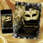 Elegant Black Gold Glitter Masquerade Party Invitation at Zazzle