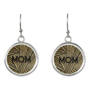 Elegant black gold glitter mom custom earrings
