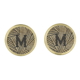 Elegant black gold glitter monogram Cufflinks