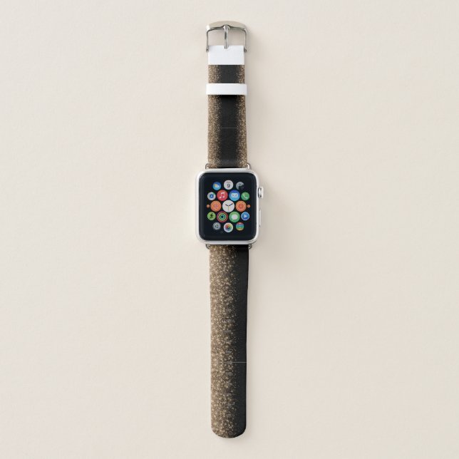 Elegant Black & Gold Glitter Ombre Apple Watch Band (Front)