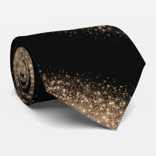 Elegant Black & Gold Glitter Ombre Neck Tie