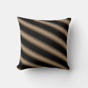 Elegant Black & Gold Glitter Ombre Throw Pillow