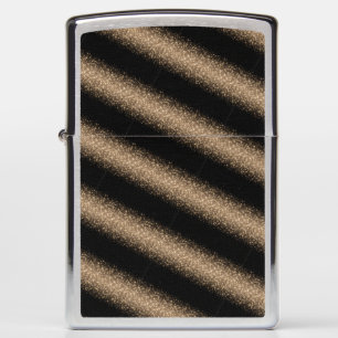 Elegant Black & Gold Glitter Ombre Zippo Lighter