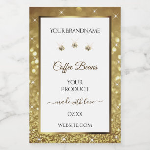 Elegant Black Gold Glitter Product Labels Jewels