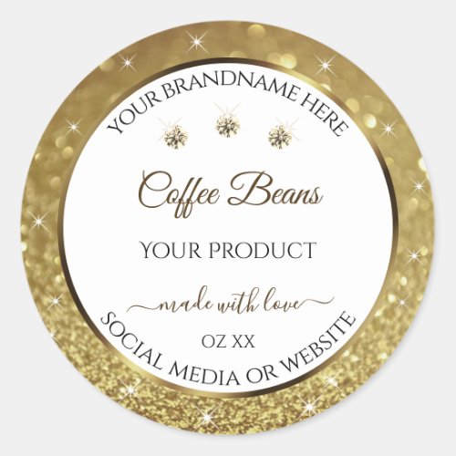 Elegant Black Gold Glitter Product Labels Jewels