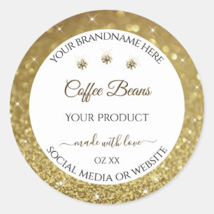 Elegant Black Gold Glitter Product Labels Jewels