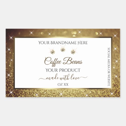 Elegant Black Gold Glitter Product Labels Jewels