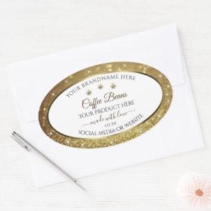 Elegant Black Gold Glitter Product Labels Jewels
