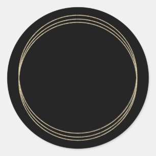 Elegant Black Gold Glitter Rings Blank Template  Classic Round Sticker