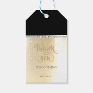 Elegant Black,Gold Glittery,Diamonds Thank You Gift Tags