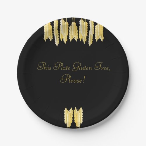 Elegant Black  Gold Gluten Free Please Plate