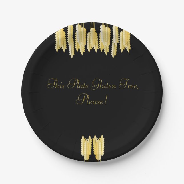 Elegant Black & Gold Gluten Free, Please! Plate (Front)