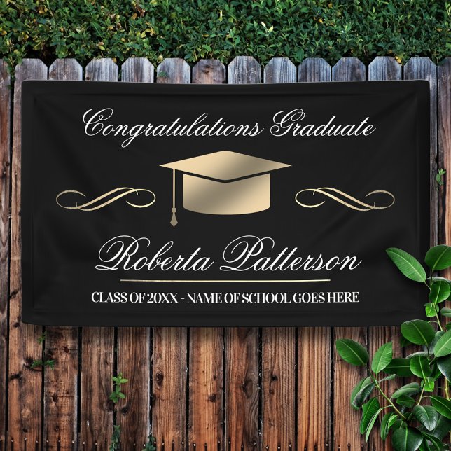 Elegant Black|Gold Graduation Banner (Creator Uploaded)