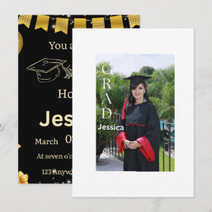 Elegant Black & Gold Graduation Card Class of 20