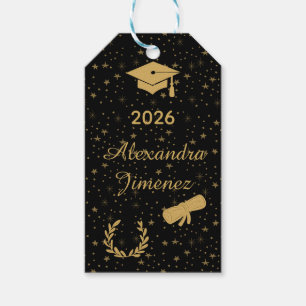 Elegant Black Gold Graduation Gift Tag