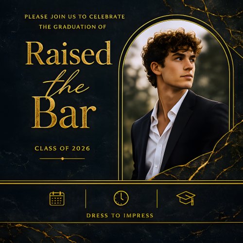 Elegant Black Gold Graduation Invitation
