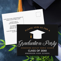 Elegant Black Gold Graduation Party Invitation