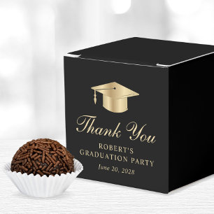 Elegant Black Gold Graduation Party Thank You Favor Boxes