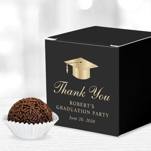 Elegant Black Gold Graduation Party Thank You Favor Boxes
