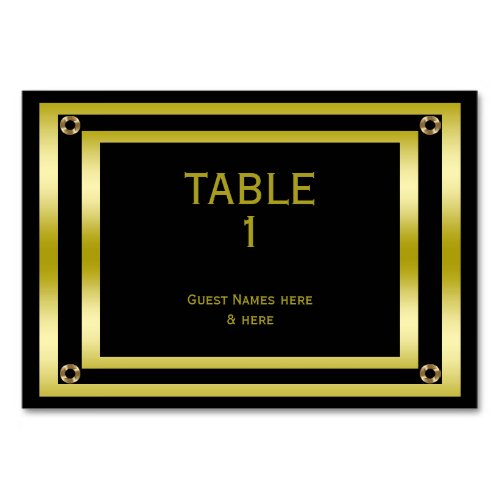 Elegant Black  Gold  Graduation Table Number