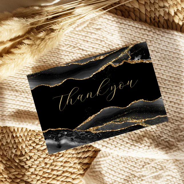 Elegant Black & Gold Graduation Thank you Card | Zazzle