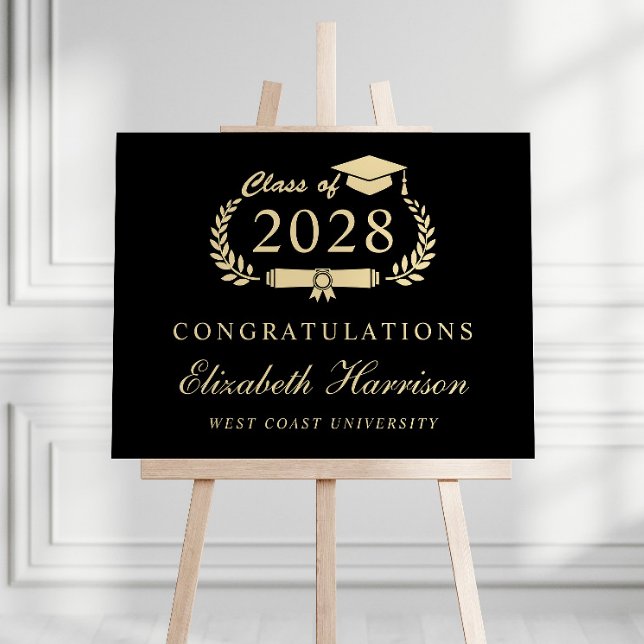 Elegant Black Gold Graduation Welcome Foam Board (Creator Uploaded)