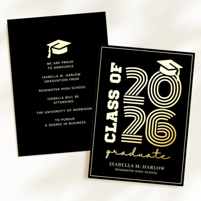 Elegant Black Gold Graduation YY Announcement (Creator Uploaded)