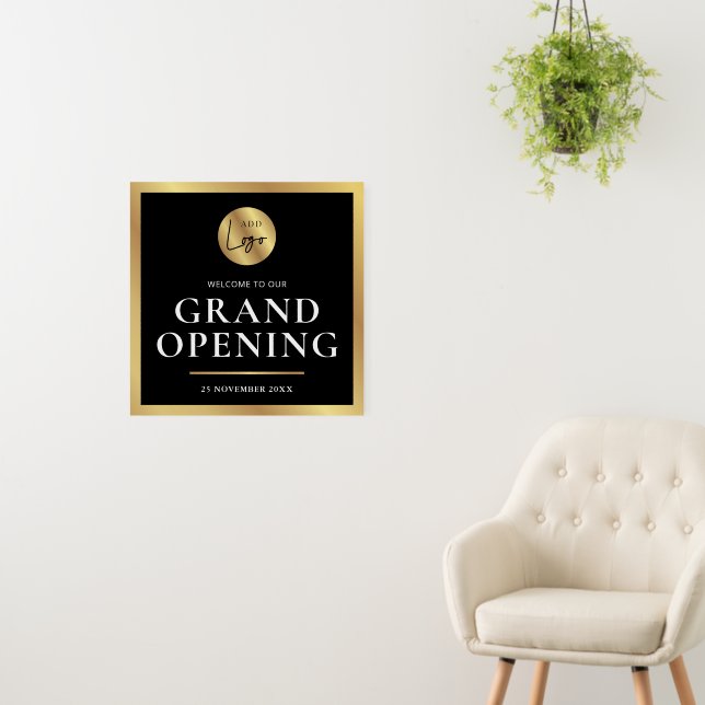 Elegant Black & Gold Grand Opening Business Sign | Zazzle