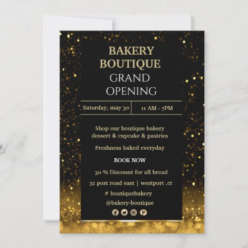 Elegant Black  Gold Grand Opening invitation 