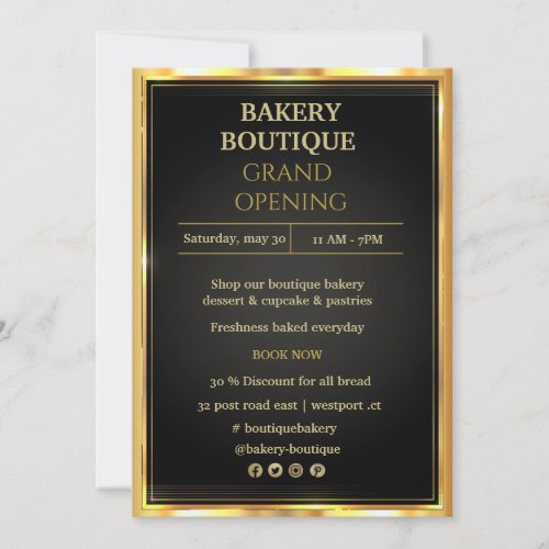 Elegant Black  Gold Grand Opening invitation Flye