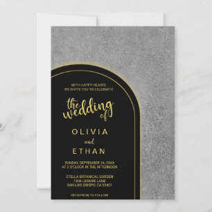 Elegant black gold gray rustic Wedding Invitation