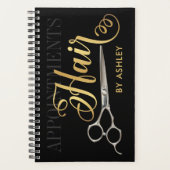 Elegant Black & Gold Hair Appointment Book Planner | Zazzle