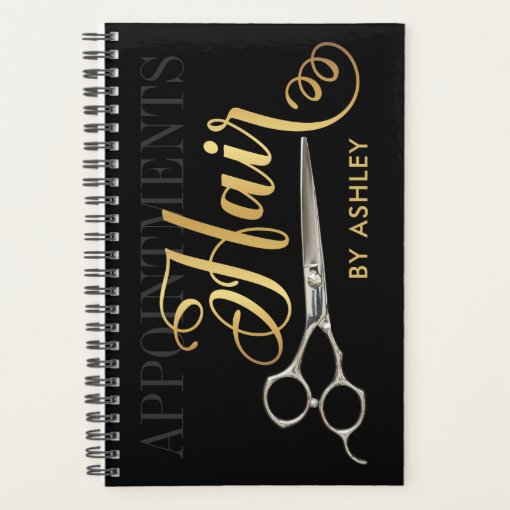 Elegant Black & Gold Hair Appointment Book Planner Zazzle