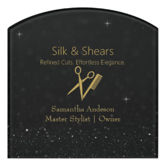 Elegant Black & Gold Hair Salon - Door Sign
