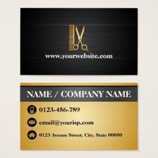 Elegant Black Gold Hair Salon (Personalize) Business Card