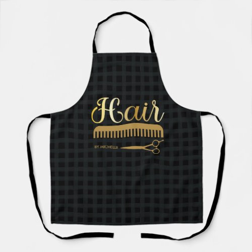 Elegant Black gold Hairstylist Salon Name  Apron