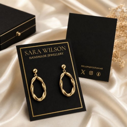 Elegant Black Gold Handmade Jewellery Earring Disp