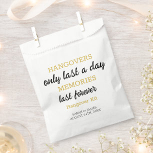 Elegant Black & Gold Hangover Wedding Typography Favor Bag