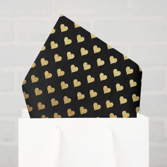 elegant black gold heart pattern wrap tissue paper (Gift Bag)