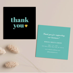 elegant black gold heart thank you business card