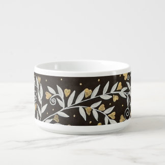 Elegant Black Gold Hearts Botanical Bowl